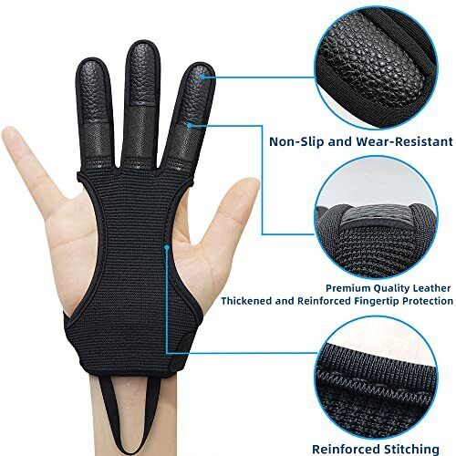 Archery Gloves Shooting Hunting Leather Three Finger Protector for ...