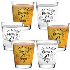21st Birthday Shot Glass Gift Set for Women and Men - 21 Birthday Party Decor...