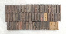 Vintage Alphabet Letterpress Wooden Printing Type Block Typography 61pc 35mm