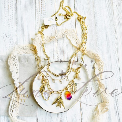 KENDRA SCOTT Melody Gold Statement Charm Necklace in Freshwater Pearl NWT - 第 3/6 張圖片
