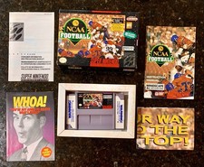 🏈 SNES 1994 NCAA Football Ex-BLOCKBUSTER VIDEO Rental - CIB - COMPLETE - Works!