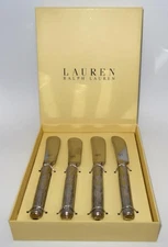 NIB Lauren Ralph Lauren FAIRFAX Stainless Butter Spreaders, GF 180-417, Set of 4