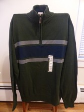 1/4 ZIP SWEATER PULLOVER COTTON GREEN/ BLUE/ GREY NWT EDDIE BAUER - Men's XL