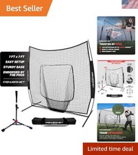 Versatile 7x7 Baseball and Softball Practice Net with Carry Bag  Ground Stakes
