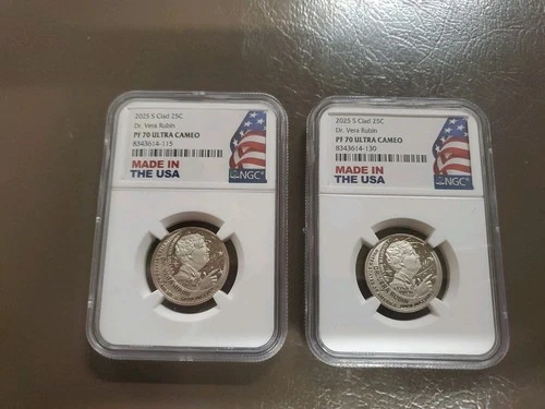 2x 2025 S Clad 25c DR VERA RUBIN NGC PF 70 Ultra Cameo FIRST RELEASES