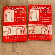Vtg Drapery Hooks, NOS, 2 Packs