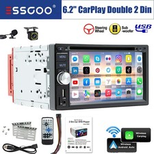 Car Stereo 6.2" Double DIN CD DVD MP5 Carplay FM AM Radio WMA AUX TF Camera MIC