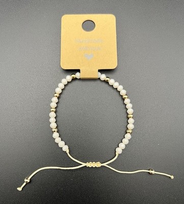Handgefertigtes böhmisches Kristall Perlen Armband - Weiß & Gold - Frieden Liebe Hingabe