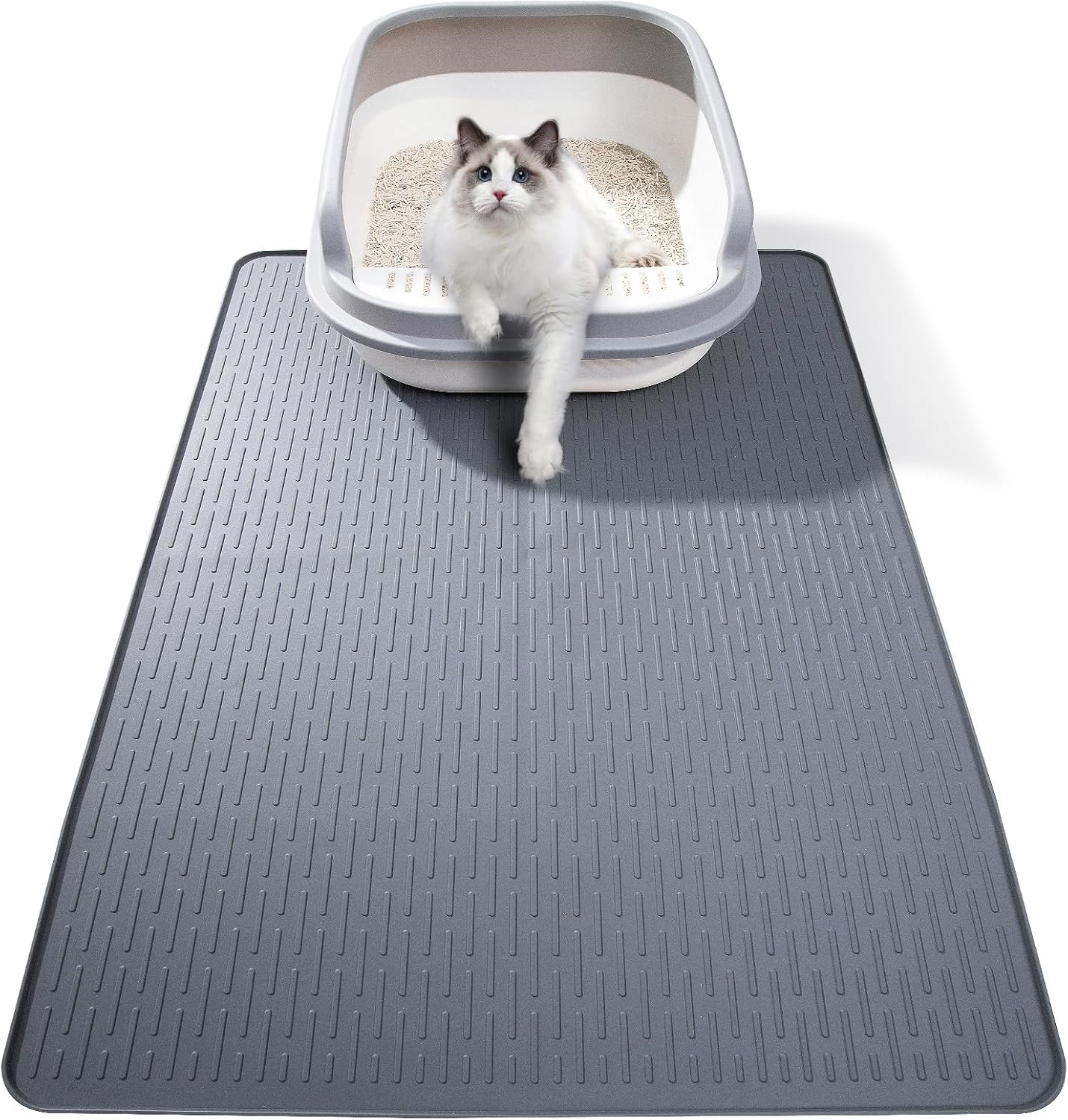 Silicone Cat Litter Mat, 71X51Cm Waterproof Litter Box Mat Cats Feeding Mats wit