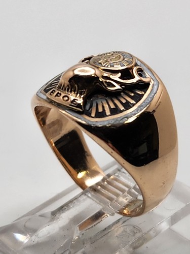 Mens 10k Solid Yellow Gold BPOE Elks Lodge Otsby & Barton Vintage Ring Size 6.25 - Picture 2 of 12