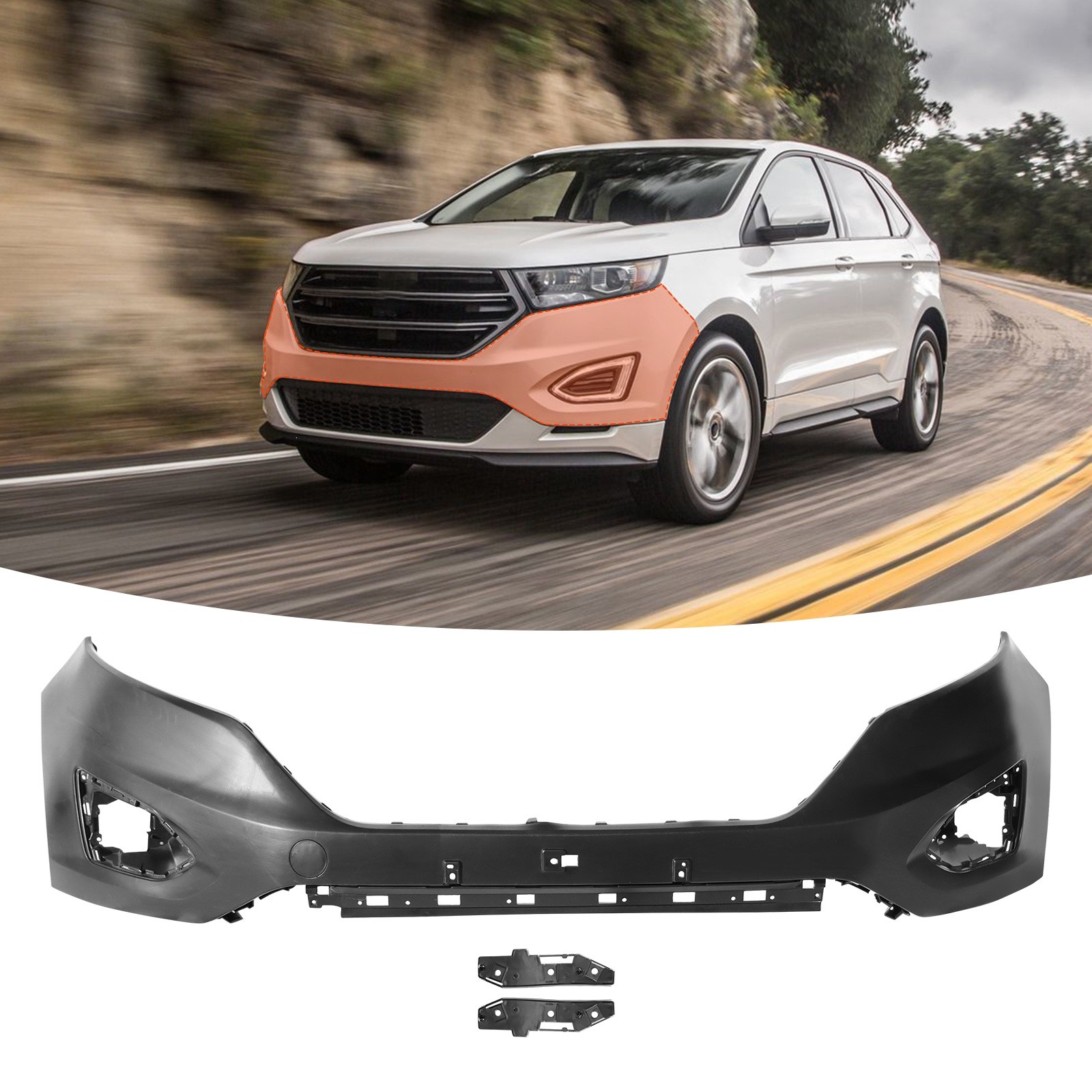 Front Upper Bumper Cover For 2015-2018 Ford Edge Black FO1014114 FT4Z17D957APTM