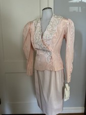 Vtg Jessica McClintock Peach Skirt Suit Dress NWT Size 8 Lace Sequin 80s Formal