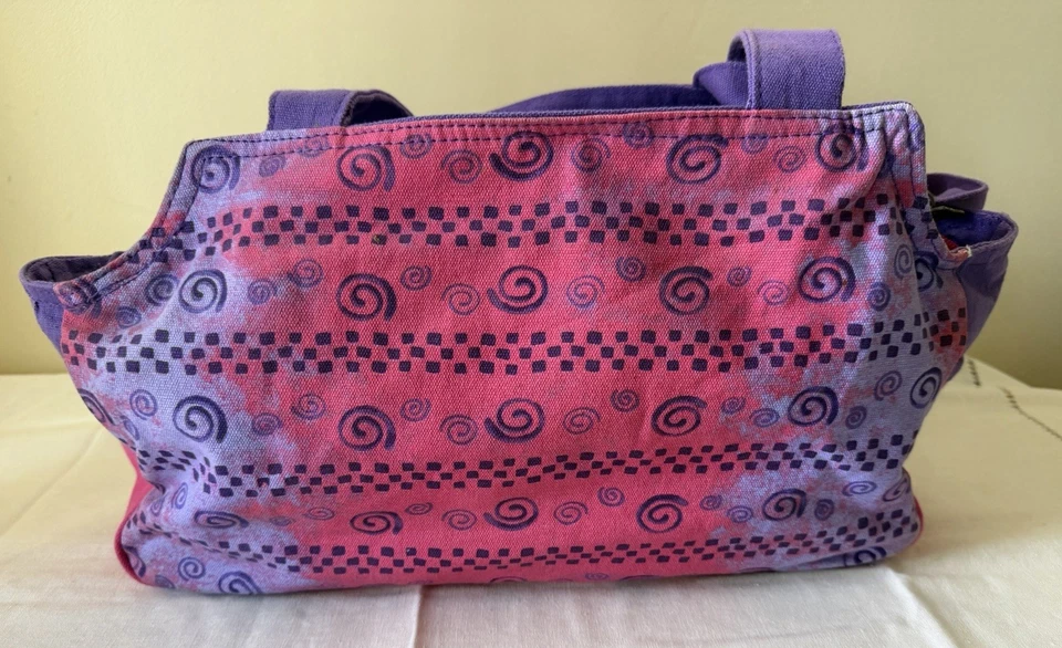 LAUREL BURCH Pink Purple Cats Butterfly Large Tote Shoulder Bag Charm NEW - Image 3 of 4