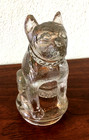 VINTAGE BULLDOG CLEAR GLASS CANDY CONTAINER, NO LID, MADE IN USA. — photo 1