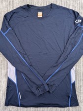Icebreaker GT200 Chase Crew Long Sleeve Merino Wool Blue Shirt Men's L Baselayer
