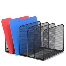 TOPCJ 5 Sections Desk File Holder/Rack/Sorter,Mesh File Organizer,File Folder...