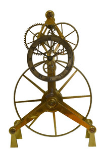 Antique GREAT WHEEL Skeleton Mantel Clock Brass Multi-spoke Wheels 8-day