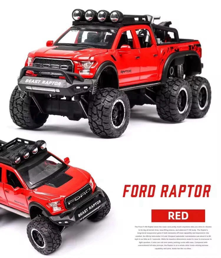 New 1:24 Pickup Trucks Boys F150 Raptor Diecast Metal Model Car Sound Gift UK - Image 3 of 4