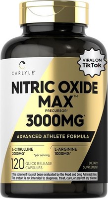 Carlyle Nitric Oxide Supplement 3000Mg | 120 Capsules | with L-Arginine & L-Citr