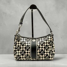 Borsa a tracolla Coach Y2K vintage firmata in pelle nera bianca autentica