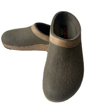 Haflinger Clogs Olive Green Felt Wool Grizzly Slippers Mules Slip On EU 39 US 8