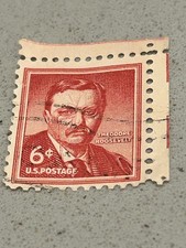 1955 6 cent Theodore Roosevelt Used Corner-Stamp, Scott, #1039