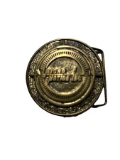 Vintage Micro Motion Inc Metal Belt Buckle Spec Cast 2.5in Made In USA