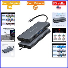 Light Grey 12-in-1 USB C Dock for 3 Monitors, 4K120Hz, 100W PD, Ethernet