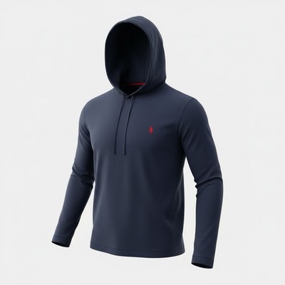 Polo Ralph Lauren Shirt Hoodie Men's Large Blue Lightweight Preppy Breathable