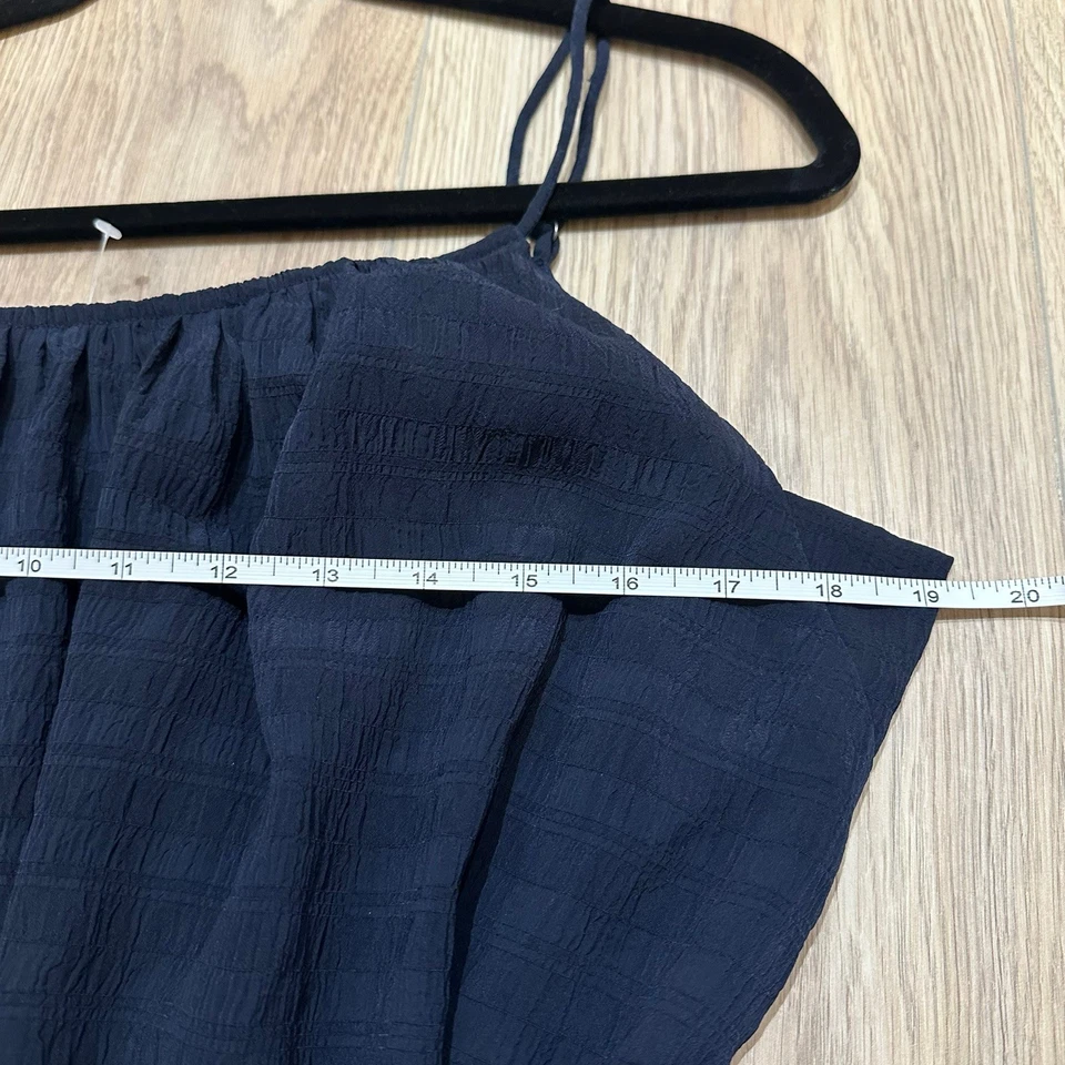 Nuevo con etiquetas Maxi Vestido Banana Republic Jacquard Cuadros Corbata Cintura L 2025 Preppy Azul Marino Foto 3 de 4