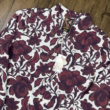 Johnny Was Vintage Button Down Shirt Women L Crimson Red Floral Camilla Boho NWT