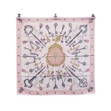 HERMES Carr? 90 Scarf Multicolor 100% Silk Women's LES CLES Key Pattern