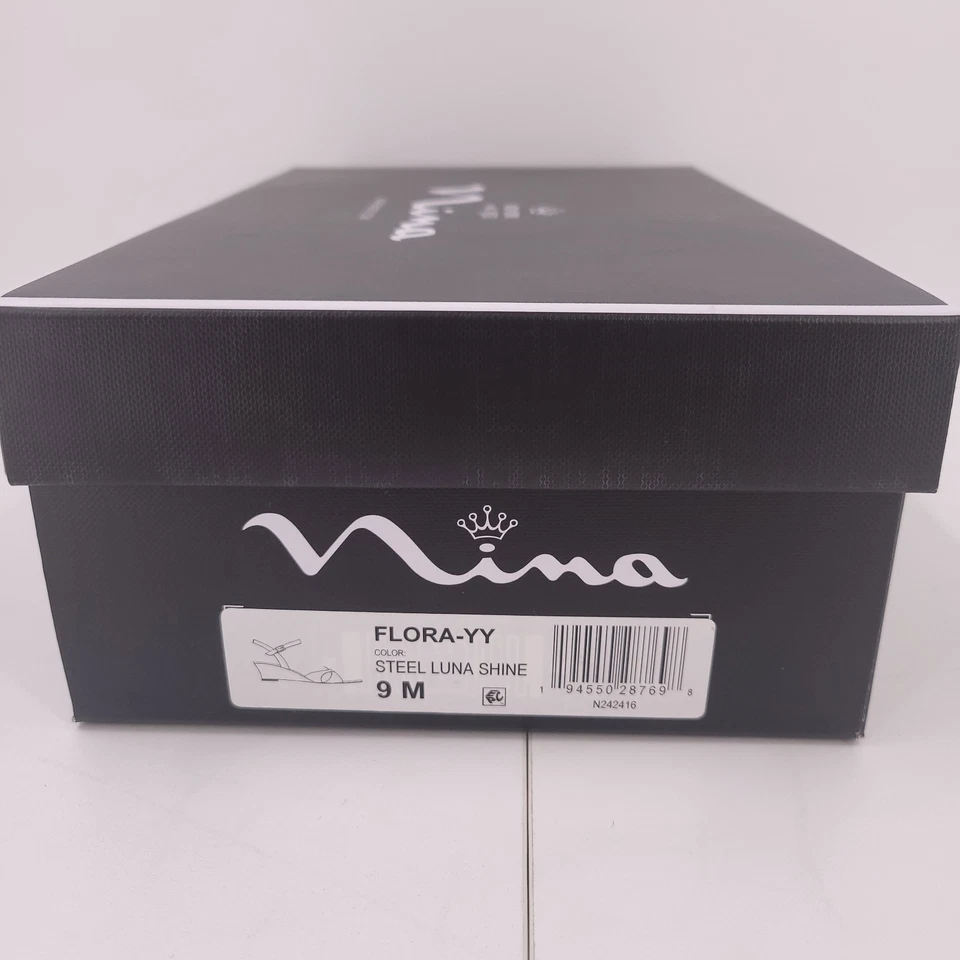 Сандалии на каблуках Nina Flora YY Slingback Demi Wedge 9 M сталь лунный блеск - Изображение 3 из 4