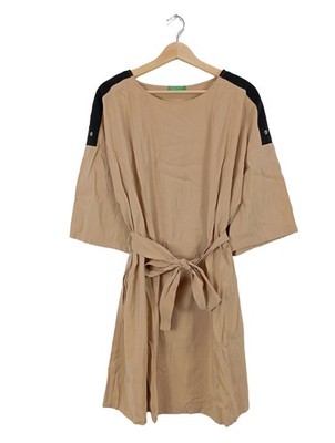 UNITED COLORS OF BENETTON Kurzarmkleid Damen Kleid Gr. DE 38 creme Casual-Look