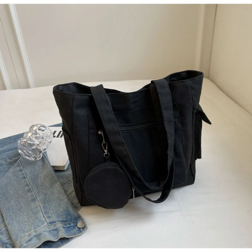 Simple Student Tote Bag Large Capacity Shopping Handbag Work Travel - image 4 of 4