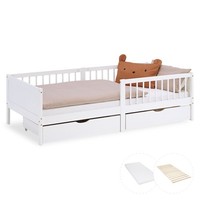 Kinderbett 90X200 Bett Weiß Holzbett Matratze Bettkasten Schubladen Homestyle4U