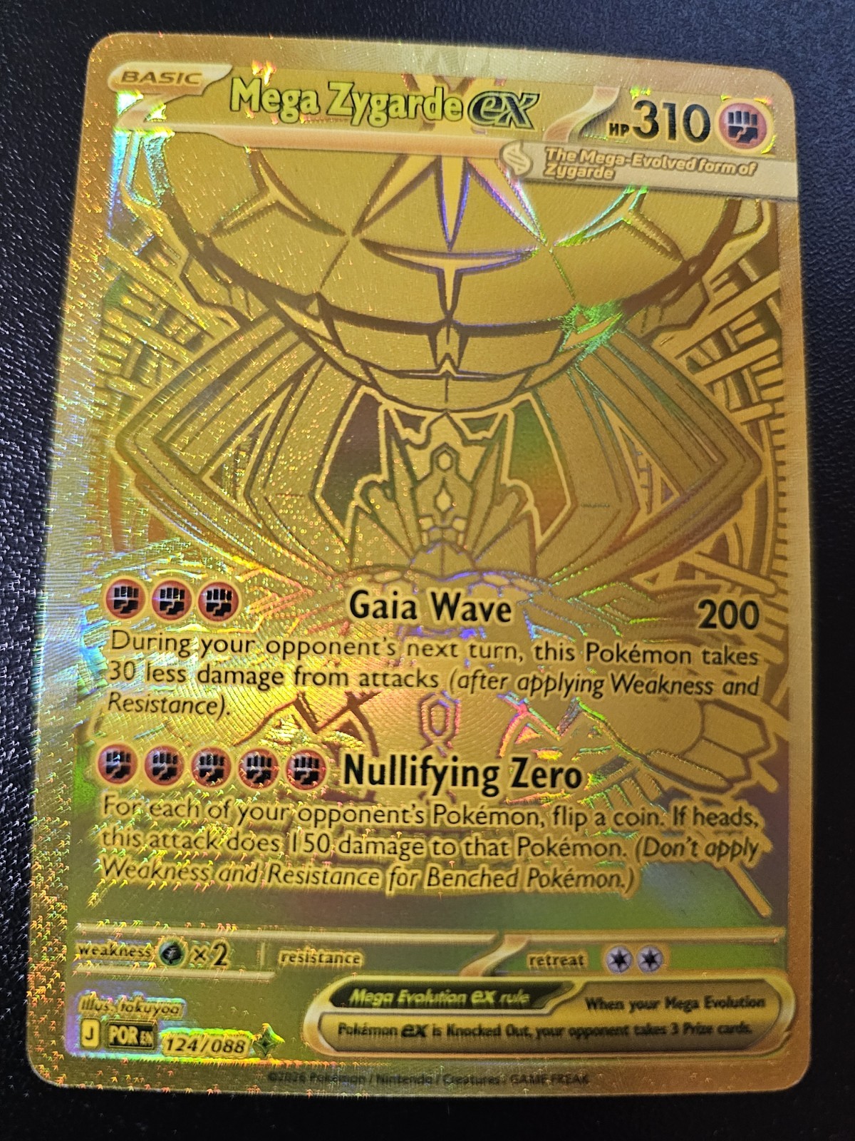 Pokemon Perfect Order Hyper Rare Gold Mega Zygarde EX Full Art 124/088 NM