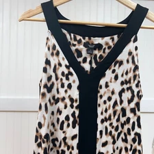 Simply Vera Vera Wang Animal Print Pajama Top Black Trim Soft Cozy Sleepwear S