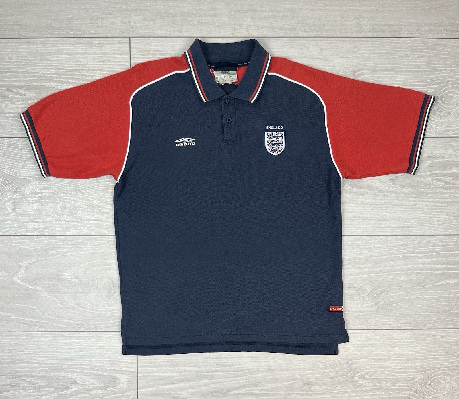 England Umbro Vintage 90s-00s Training Soccer Jersey Polo Shirt Mens M Size
