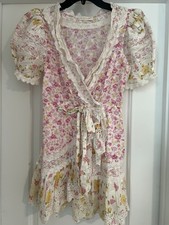 LoveShackFancy Ruffle Floral Dress- Pink & Cream. Size 2.