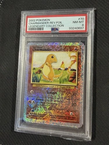 2002 POKEMON LEGENDARY COLLECTION #70 CHARMANDER-REVERSE FOIL PSA 8
