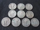 Lot of 10 Standing Liberty Silver Quarters  (1925-1927)