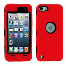 Dual Flex Hard Hybrid Gel Case for Apple iPod Touch 5th Gen - Red/Black