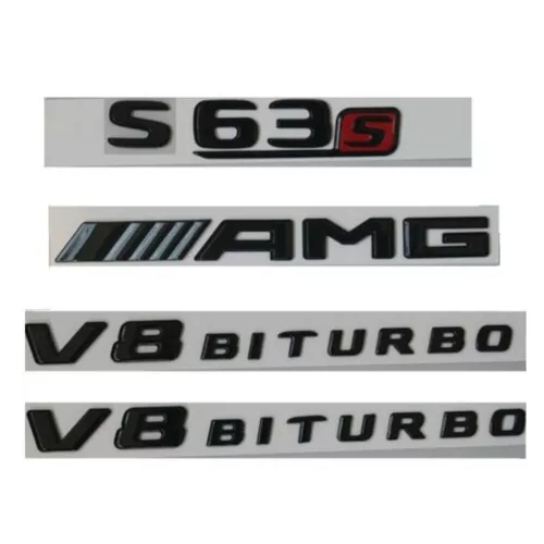 Pegatina insignia negra brillante para Mercedes-Benz S63S AMG V8 BITURBO emblemas - Imagen 2 de 4