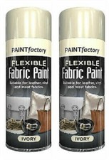 2 x Flexible Fabric Ivory Spray Paint Can Leather Vinyl Textile Clothes - 200ml