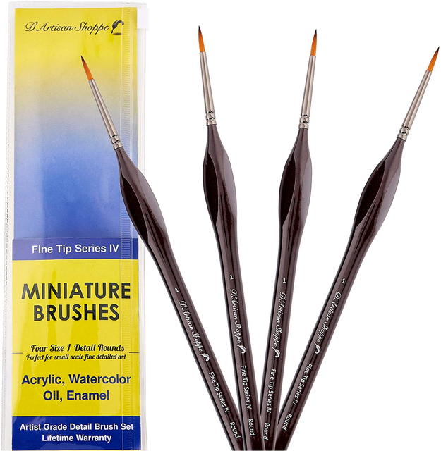 Fine Tip Detail Paint Brushes. Miniature Brushes for Detailing Art for