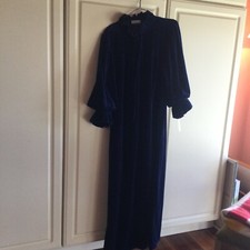 Miss Elaine Long Blue Robe Ruffle Sleeves NWT Large L