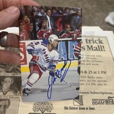 Signed JOHN OGRODNICK New York Rangers Autographed  Postcard 1991 NHL
