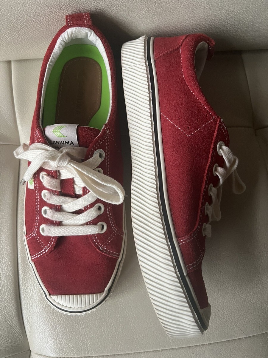 Cariuma OCA Low Red Canvas Lace Up Sneaker Shoes Women display picture 1