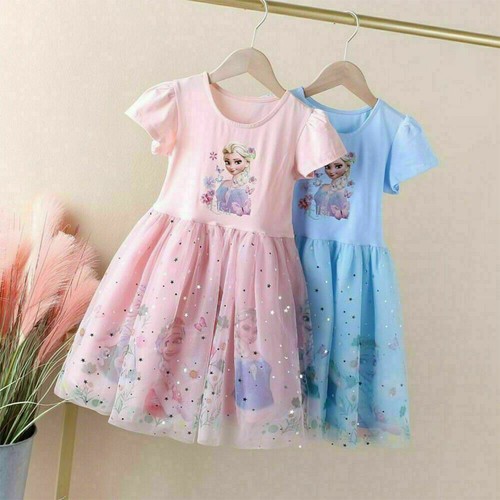 Kid Girls Elsa Princess Dress Children Birthday Party Tutu Tulle Dress Age 2-10 - Picture 2 of 15